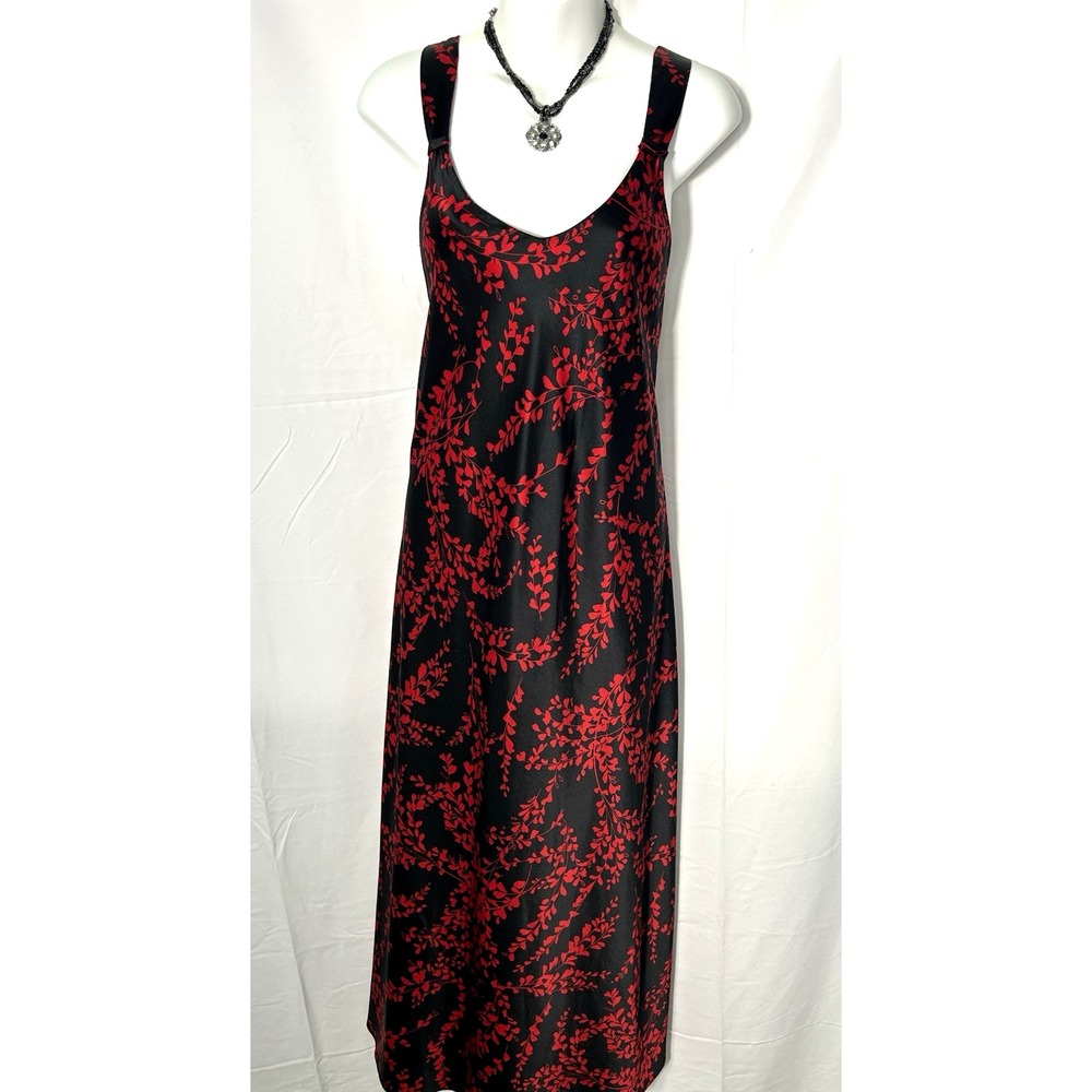 Vintage Womens Maxi Slip Dress Y2K Whimsigoth Goth Glam Vamp‎ Asian Print Size S